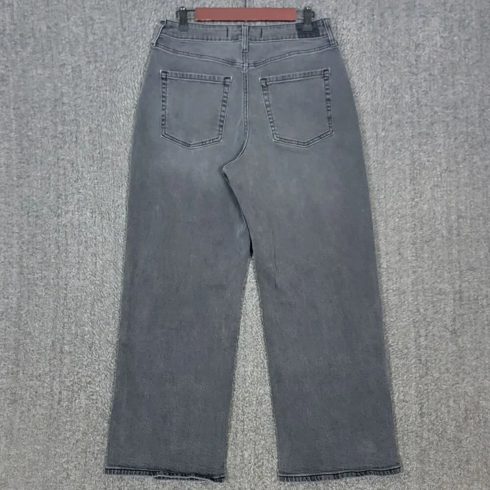 Hollister Jeans Womens 10S Gray Ultra High Rise Baggy Wide Leg Stretch Denim